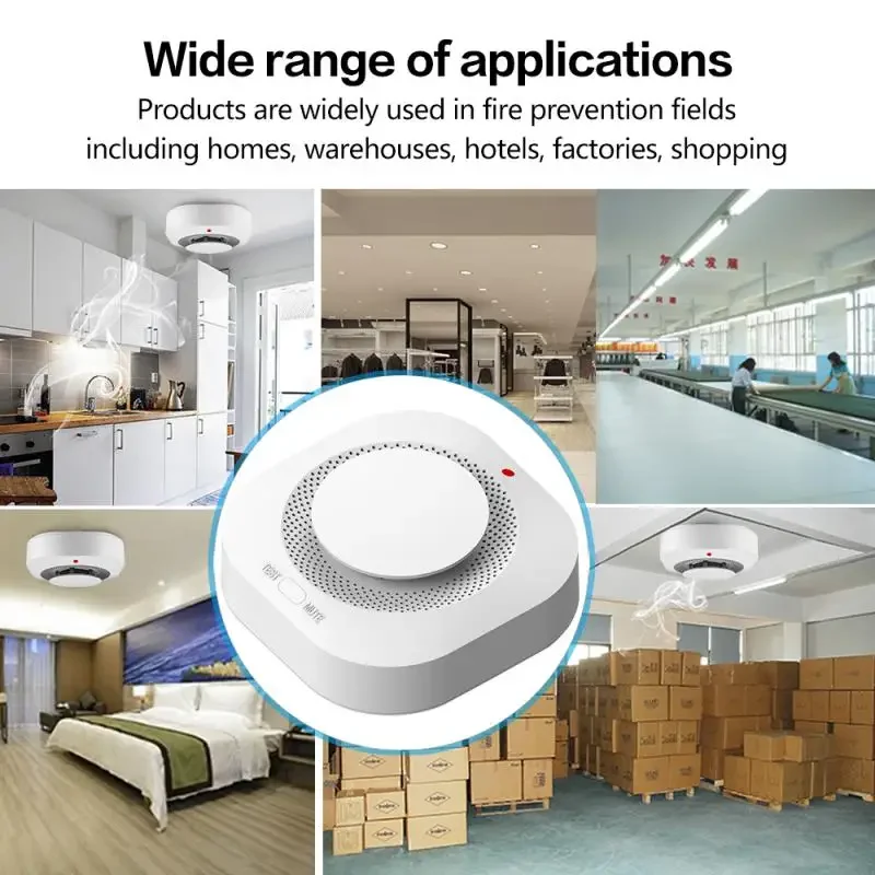 เครื่องตรวจจับควันไร้สาย 433MHz Fire Alarm Sensor สําหรับความปลอดภัยภายในบ้านในร่ม Garden Security