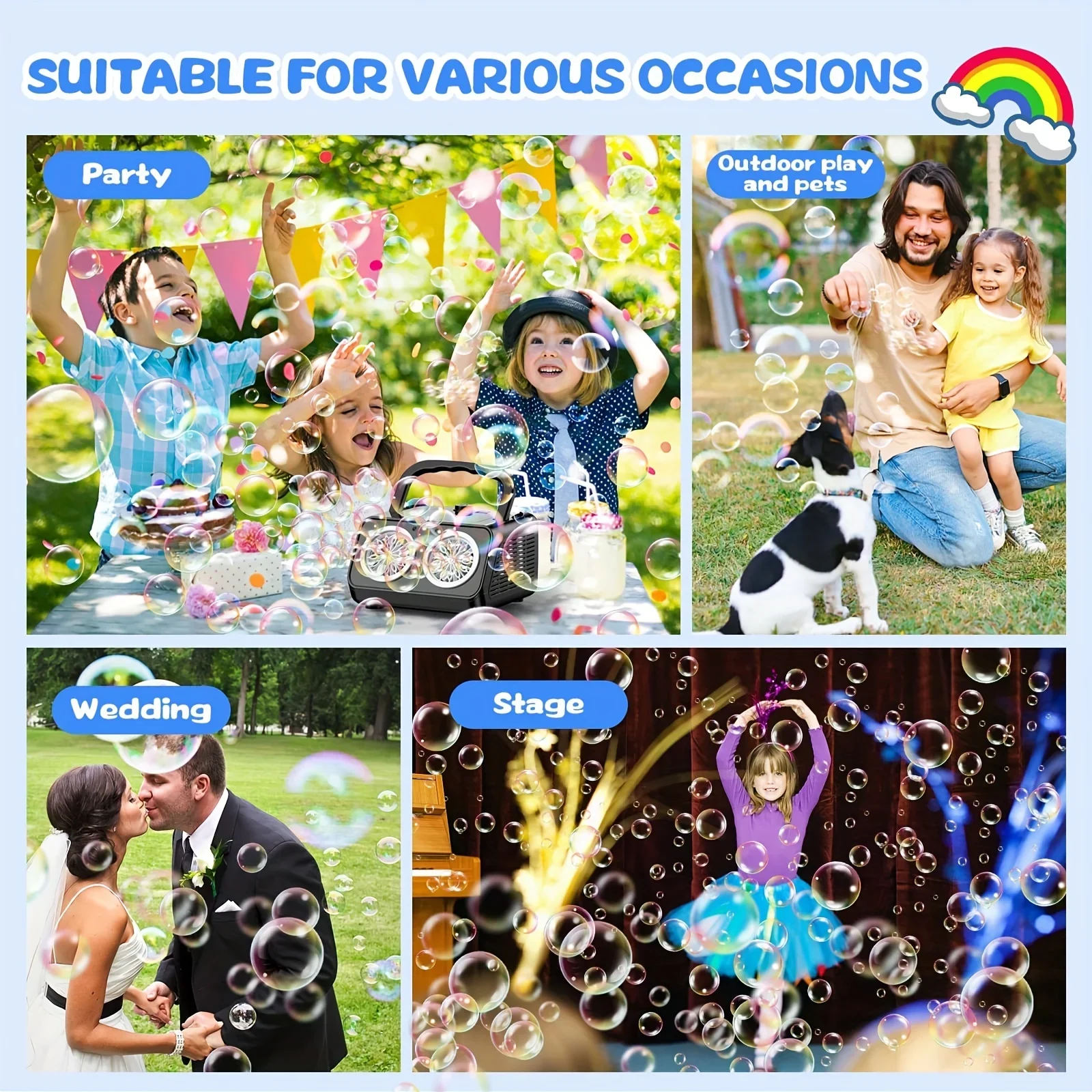 มือถืออัตโนมัติ Bubble Machine เด็กแบบพกพา Bubble Machine งานแต่งงานกลางแจ้งเกมฟองน้ําไม่มีแบตเตอรี่