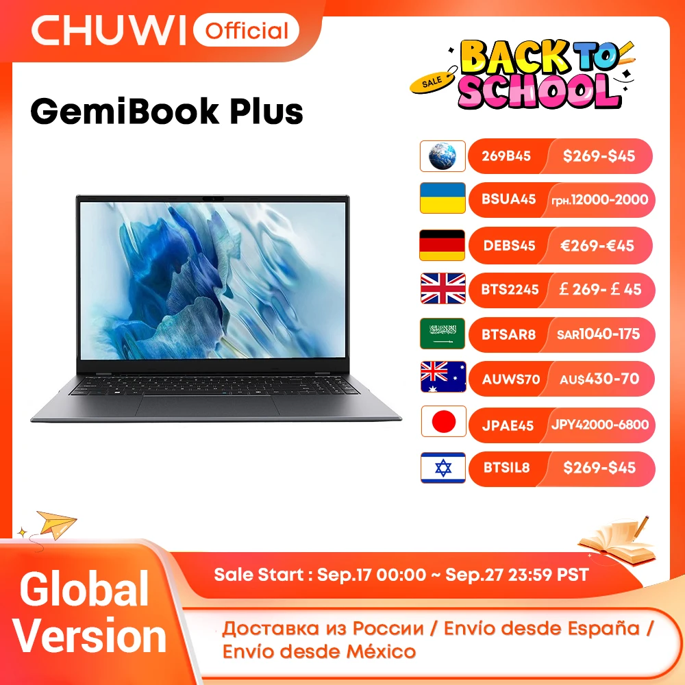 Laptop CHUWI GemiBook Plus 15,6" Intel N150/N100 Graphics dla 12. generacji 1920*1080P 16 GB RAM 512 GB SSD z wentylatorem chłodzącym Windows 11