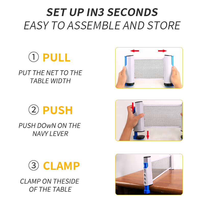 Jauge de couverture de filet de tennis de table portable, rétractable, ensemble de supports de capture, outils réglables, extérieur, sports à domicile, clip