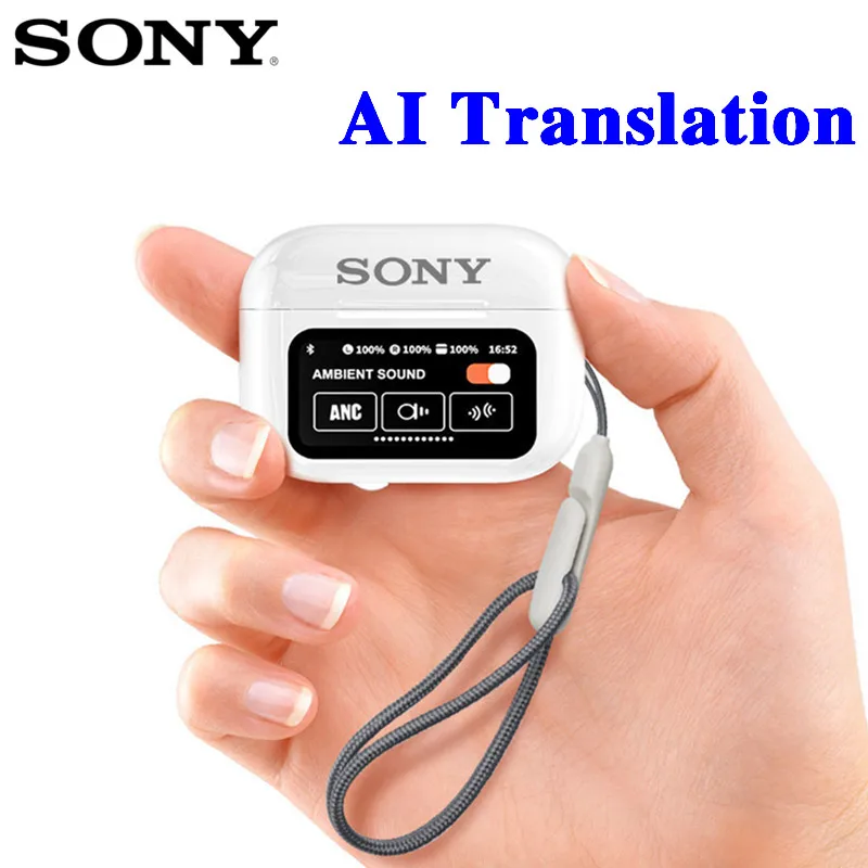 Auriculares AI Sony inalámbricos con Bluetooth, auriculares con traductor AI, 147 idiomas con pantalla táctil, Control por aplicación de comunicación