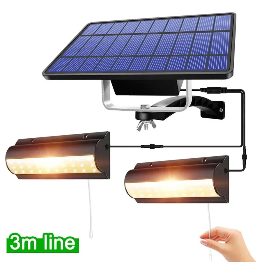 Luces solares para interior y exterior, luz de cobertizo Solar con interruptor de cable de tracción, luz colgante Solar para Patio, porche, Granero, granja, Casa con línea