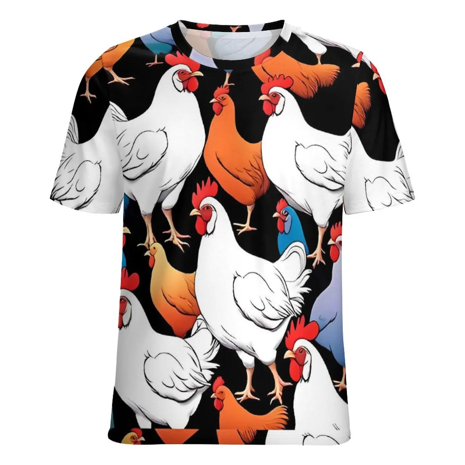 Kaus oblong ayam Chubby, leher O, hewan lucu, kaus ukuran besar, lengan pendek, Kaus klasik, atasan grafis keren pantai wanita