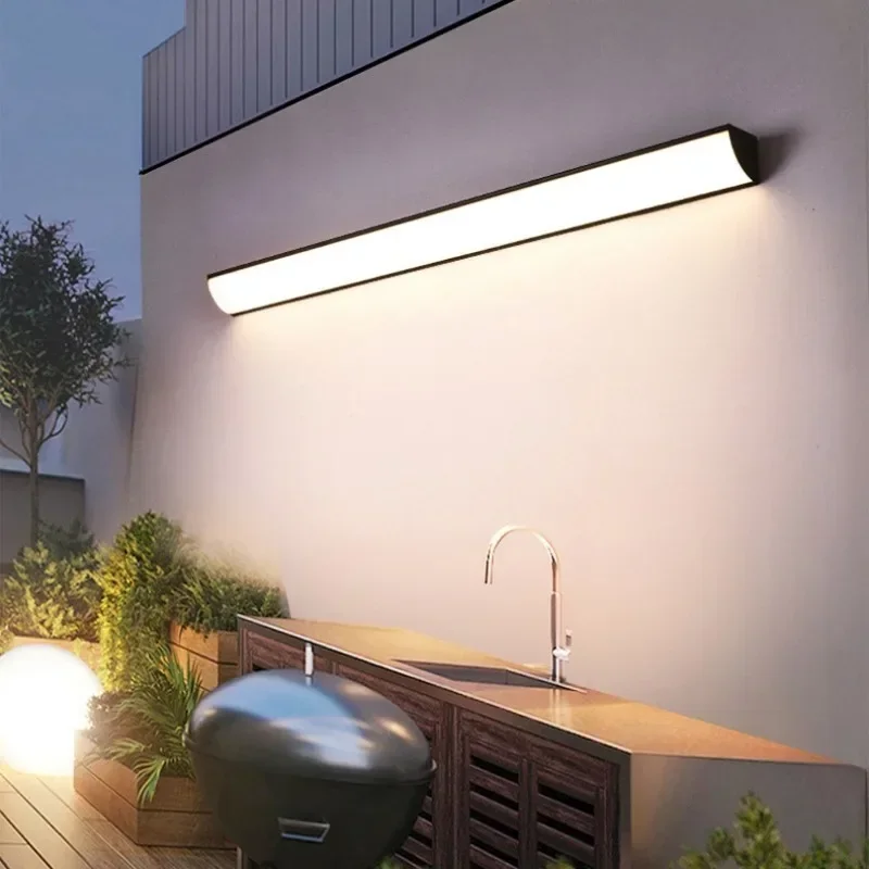 Long Strip Wall Lamp Minimalist Waterproof Outdoor LED Wall Lights Garden Villa Porch Courtyard Sconce Background Wall Light