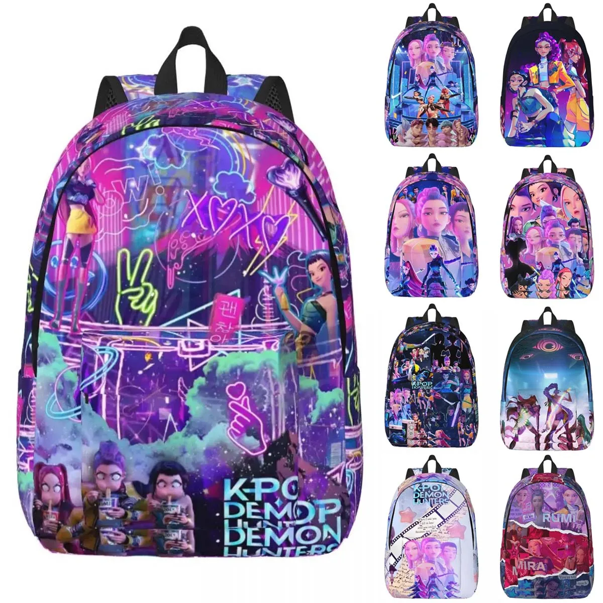 Mochila de moda Kpop Demons Huntrix Hunters para exteriores, escuela, negocios, Rumi Mira Joey, mochila para hombres y mujeres, bolsa de lona para ordenador portátil