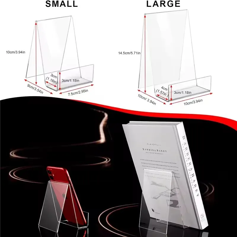 Supporto per libri in acrilico da 4 pezzi per display Supporto per cavalletto trasparente per display Supporto per cartolina adesiva
