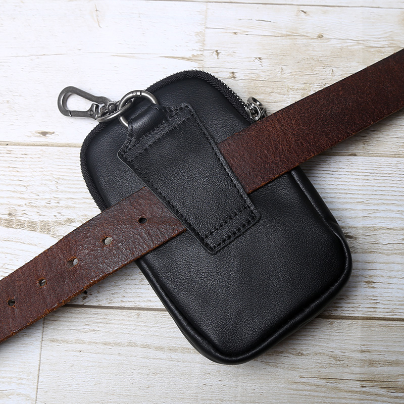 Bolsa de cintura masculina de couro genuíno com cinto de couro camada de couro lazer multifuncional grande capacidade bolsa elegante