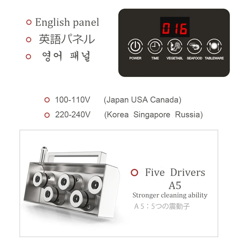 ポータブル自動超音波食器洗い機,小型,自立型,設置なし,キッチン,家庭用,110V, 220V