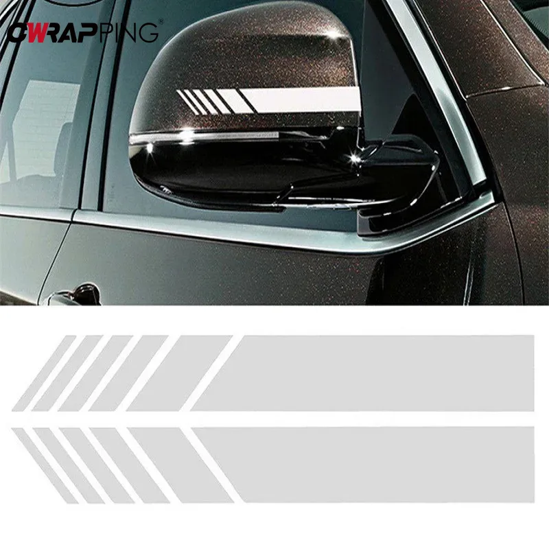 Carro Stripe Adesivos para Espelho Retrovisor, Decalques Reflexivos de Vinil, Adesivo Impermeável, Acessórios Exterior, Moda Styling