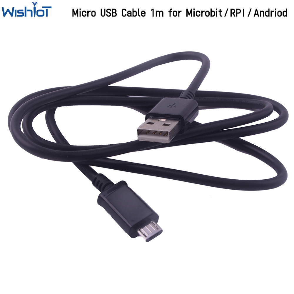Microbit micro usb linha de transmissão de dados 2a cabo de carregamento rápido tpe cabo macio preto 1m para andriod raspberry pi pico smartphone