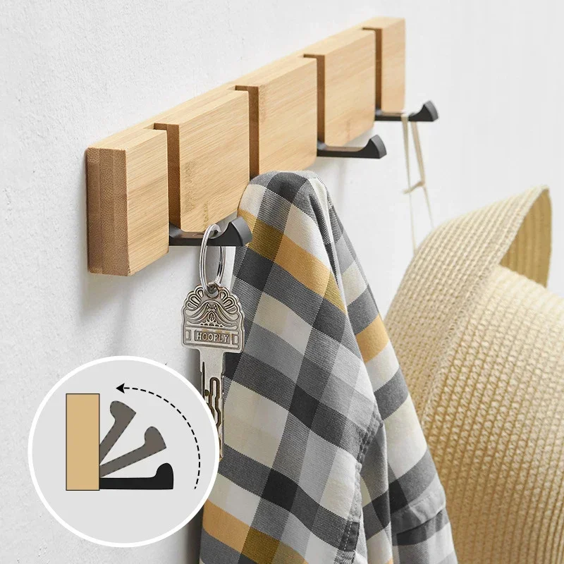 Nordic Fashion Style Bedroom Furniture Coat Rack Clothes Hanger Hooks Living Room Closet Bamboo Hat Racks Coat Hanger Wall Hook