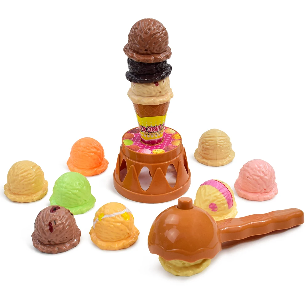 Juguete de cocina de comida de imitación para niños, juego apilable de helado, juguetes educativos para regalos de bebé