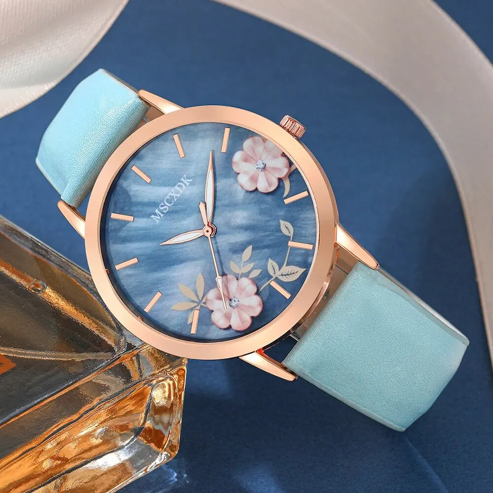 Relojes con correa de cuero informal para mujer, conjunto de billetera y gafas simples, relojes de pulsera de cuarzo a la moda, conjunto de vestido, Montre Femme