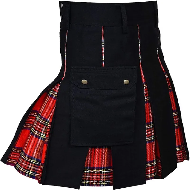 Kilt dla mężczyzn, Kilt użytkowy, Kilt hybrydowy ze 100% bawełny, Tradycyjny męski kilt w szkocką kratę Modern Box