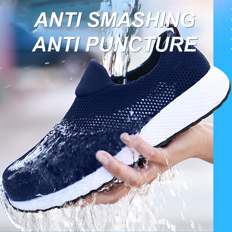 Ademende veiligheidsschoenen Heren Stalen neus Anti-lek Versterkte zool Werkschoenen voor heren Lichtgewicht antislip veiligheidssneaker