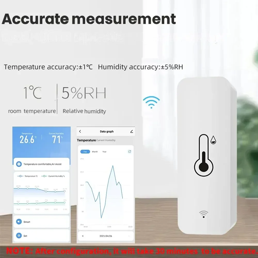 Смарт-датчик температуры и влажности Tuya, Wi-Fi, работает от аккумулятора ZigBee, работает с Alexa Google Home