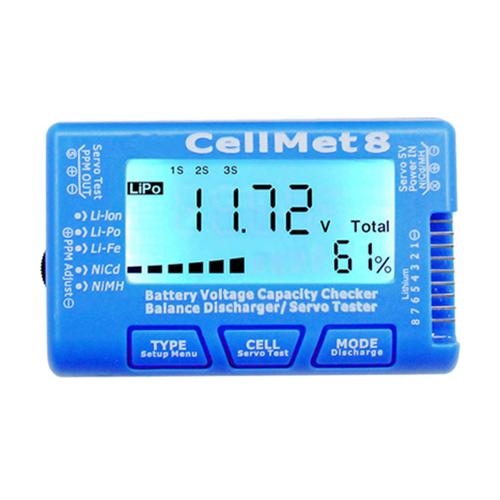 Comprobador de casa de batería Digital LCD CellMeter RC CellMeter7/CellMeter8 2-8S 4-8S Servo LiPo li-lon NiMH probador de
