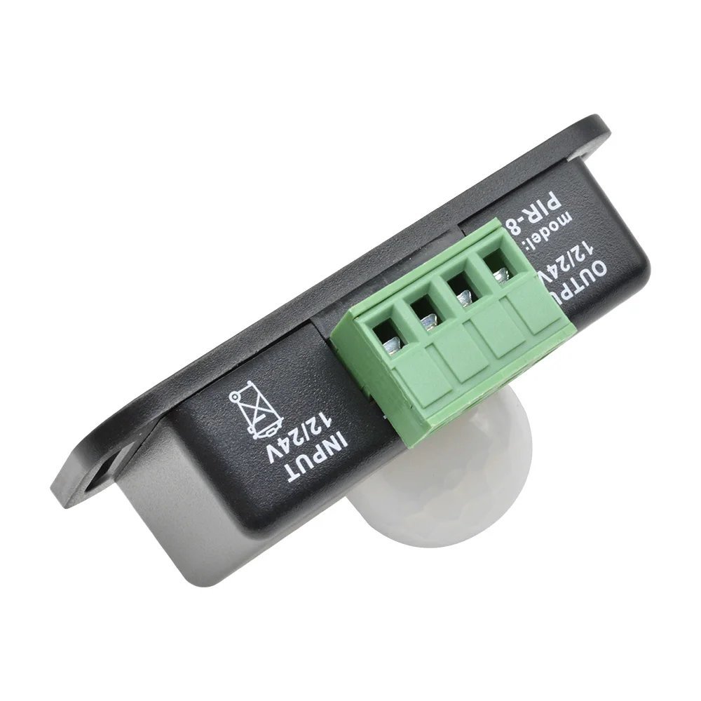 Sensor de movimiento por infrarrojos PIR ajustable DC 12V ~ 24V PIR Sensor de movimiento del cuerpo humano interruptor Detector para tiras LED lámpara de iluminación