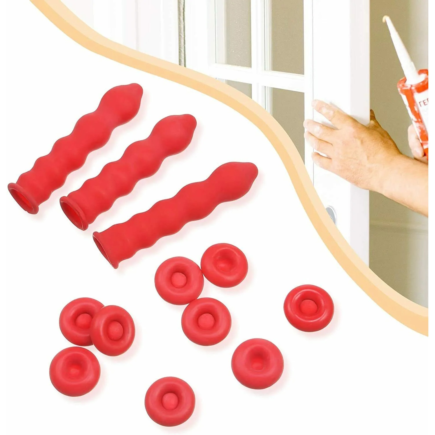 20pcs Caulk Cap Glass Glue Tip Sealing Cap Barrel Glue Mouth Protective Cover Caulking Gun Nozzles Cap Red Caulk Saving Cap