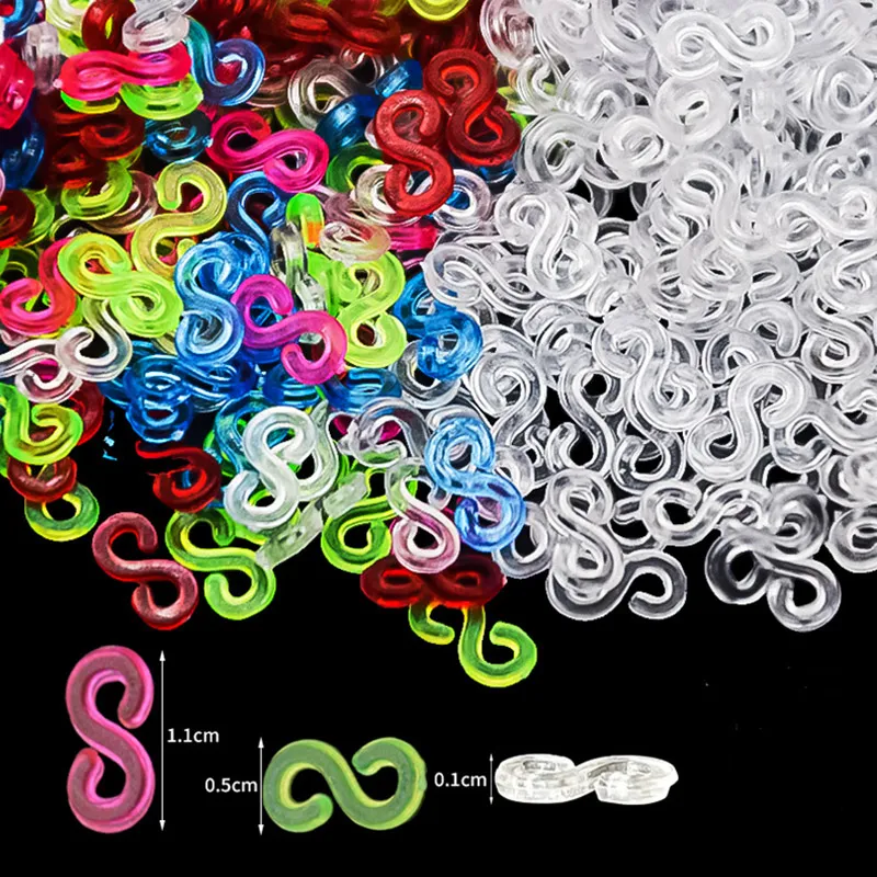 48/100/300/500/1000 PCS Loom ยางชุด S คลิปสําหรับ DIY Loom Bands สร้อยข้อมือ Charms อุปกรณ์เสริม