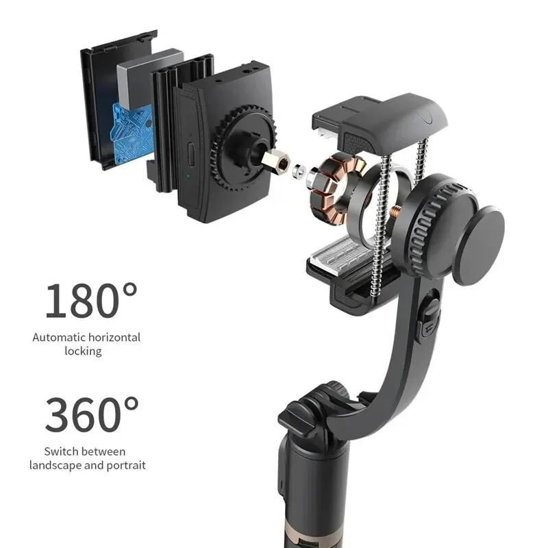 STTKGZD Stabilizzatore cardanico portatile Stabilizzatore Selfie Stick Luce di riempimento Smartphone Azione Kameralar Treppiede Bluetooth Gymba
