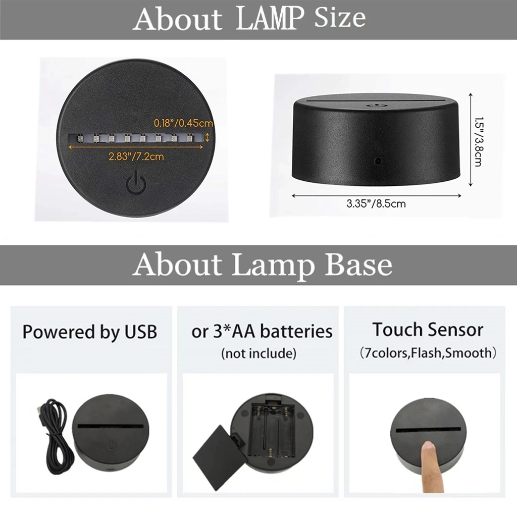 2/5/6/10/20 Pcs 3D LED Light Lamp Base Touch Control 7 Colors 4 Modes Led Display Base Decorative for Wholesale Dropshipping