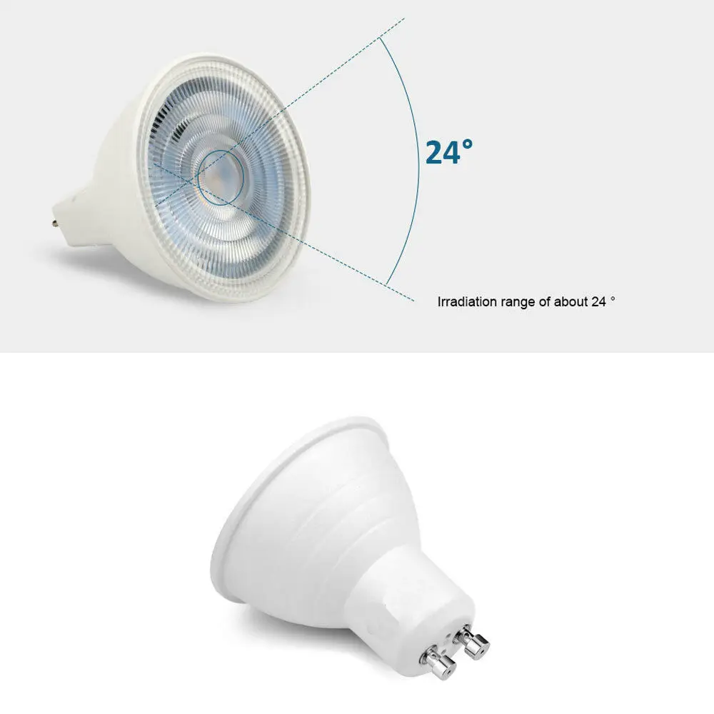 หรี่แสงได้ GU10 LED Spotlight หลอดไฟ 24 องศามุมลําแสง COB 7W 110V 220V เย็นสีขาวเปลี่ยนหลอดฮาโลเจนสําหรับตกแต่งบ้าน
