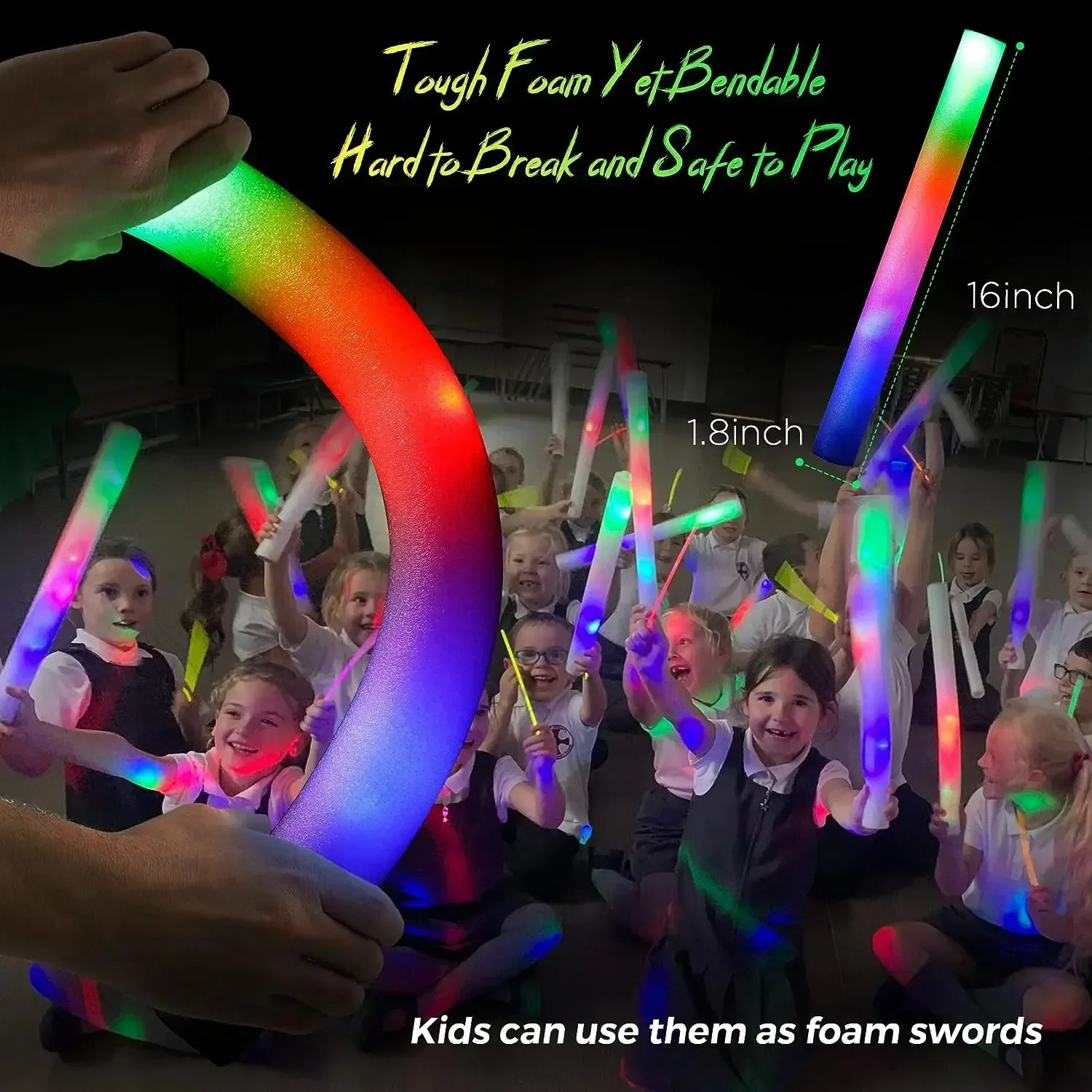 1-50PCS LED Glow Sticks Bulk Colorato RGB Glow Foam Stick Light Stick Cheer Tube Luce scura per concerti Compleanno Festa di nozze