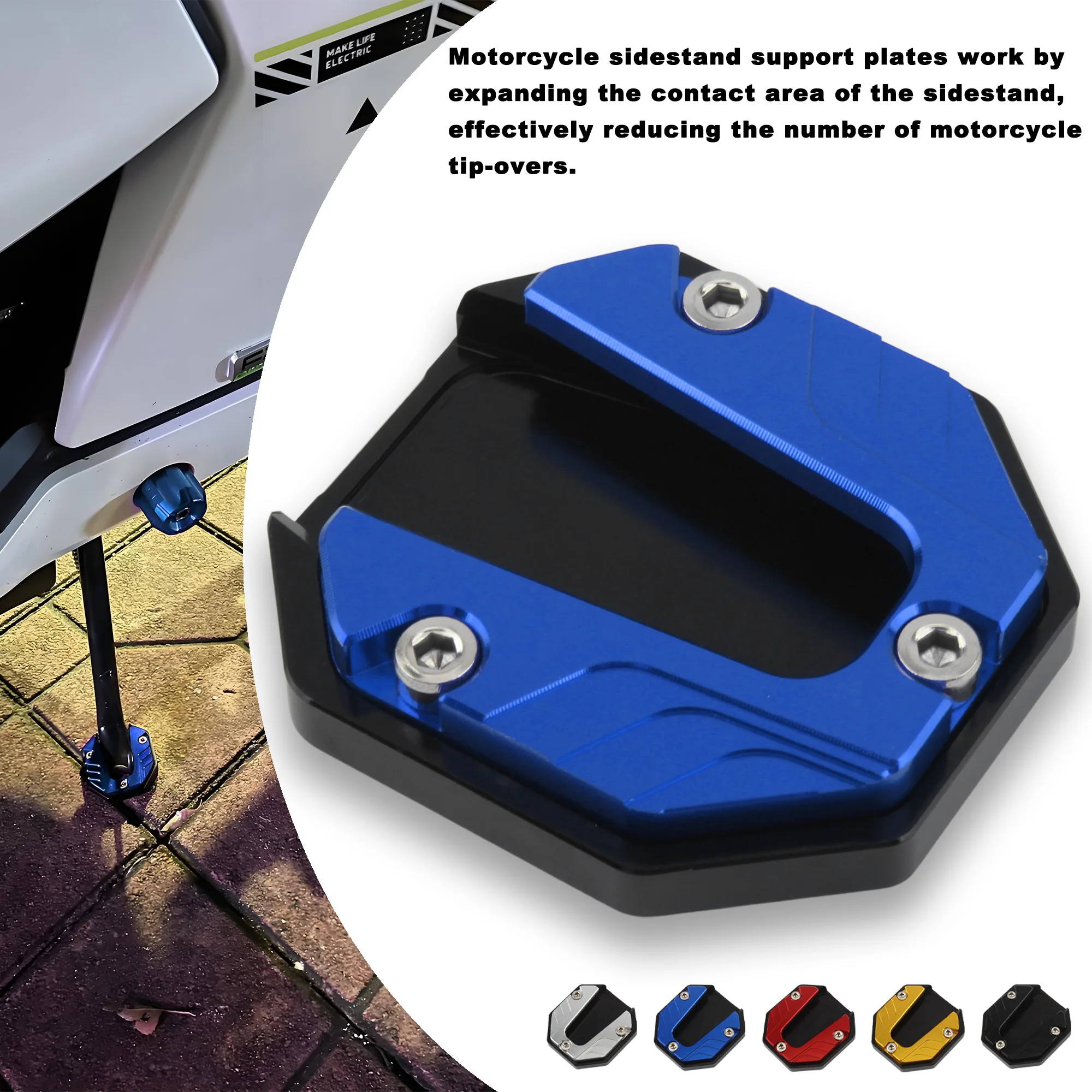 Accesorios para motocicleta, extensor de soporte para patinete y bicicleta, extensión de caballete lateral, placa de soporte, piezas modificadas universales