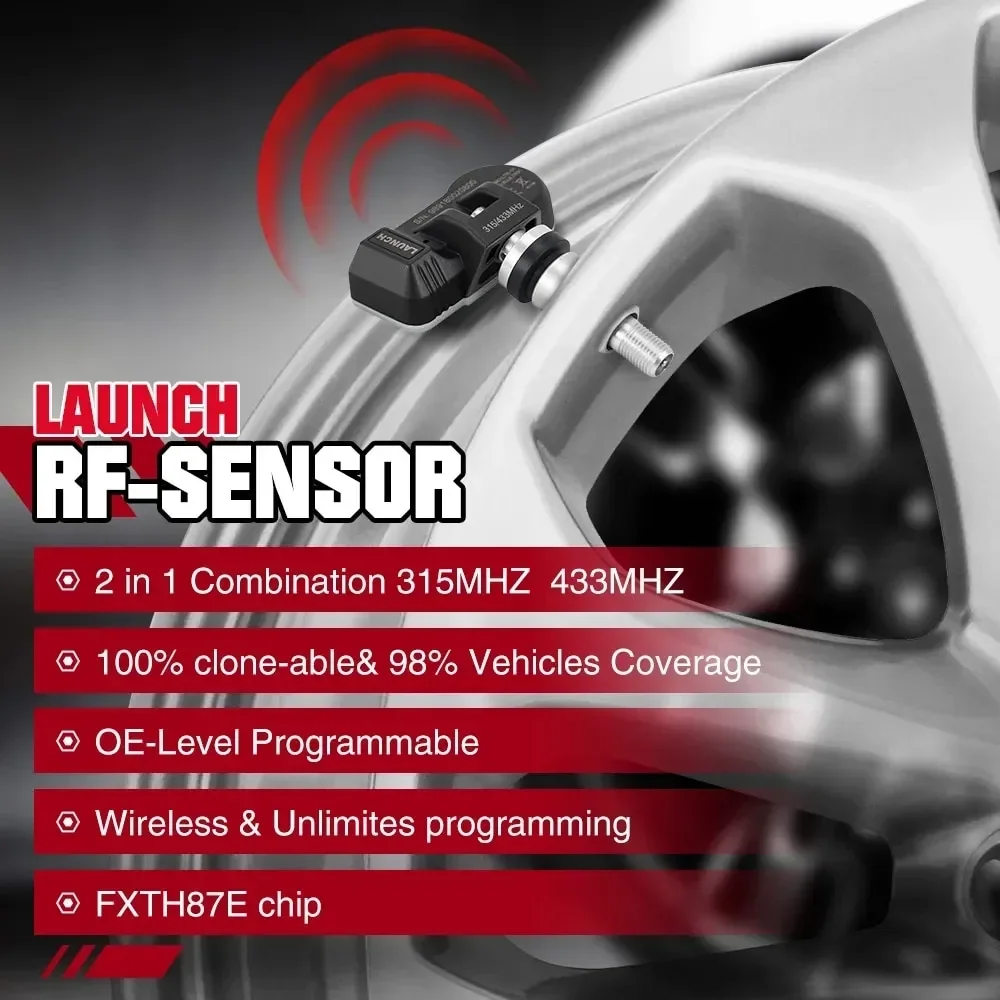 LAUNCH X431 2 en 1 RF-SENSOR 315MHz y 433MHz TPMS Sensor herramientas de reparación de neumáticos escáner sensores de presión de neumáticos probador programación