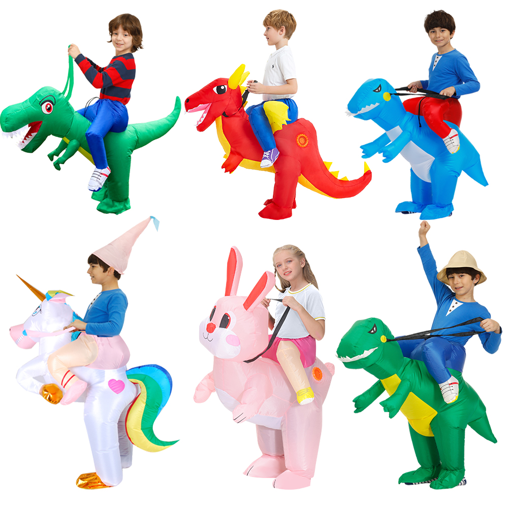 Crianças criança dinossauro unicórnio traje inflável bonito roupas engraçadas para meninos meninas halloween natal desempenho ternos de festa