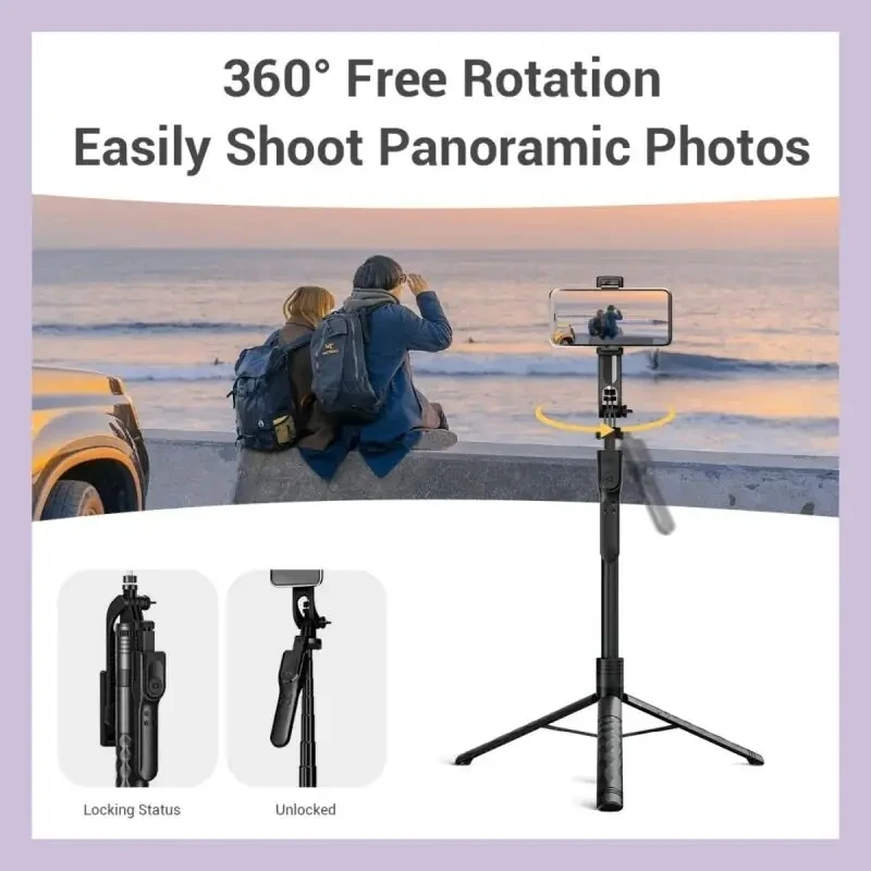FANGTUOSI 2024 New Wireless Selfie Stick Tripod Foldable Stand For Gopro Action Cameras Smartphones Balance Steady Shooting Live