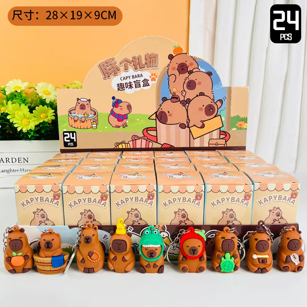 In Voorraad 24 Stuks Capybara Blinde Doos Sleutelhanger Schattige Snot Beer Figuur Mystery Box Pop Hanger Groothandel Tas Rugzak Decoraties