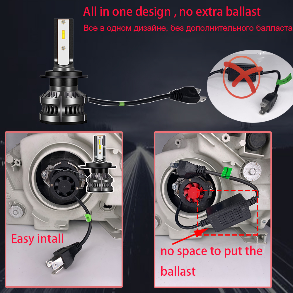 YHKOMS 80W 14000LM รถ Haedlight H4 H7 H1 LED H8 H9 H11 4300K 5000K 6500K 8000K 25000K หมอกอัตโนมัติ 80W 16000LM 12V หลอดไฟ LED