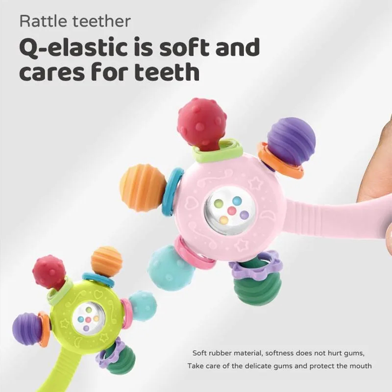 ベビーシリコーンおしゃぶり開発おもちゃ 0 6 12 ヶ月感覚ガラガラ歯が生える幼児ハンドグリップおもちゃ教育ゲーム