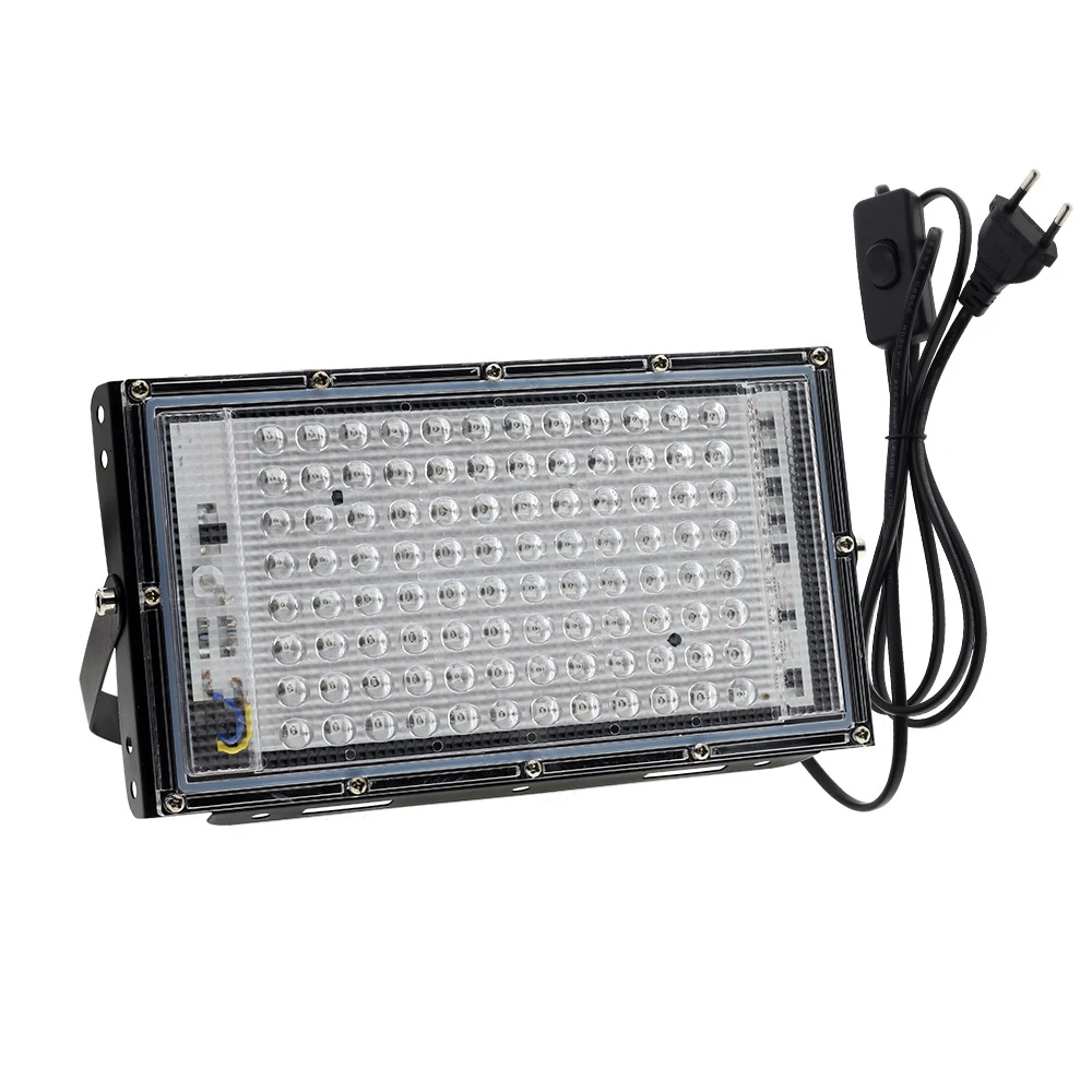 ไฟฟลัดไลท์ LED UV 220V หลอดไฟเวทีอัลตราไวโอเลต50W 100W LED แบล็คไลท์กันน้ำสำหรับเวทีปาร์ตี้ไฟแบ็คไลท์