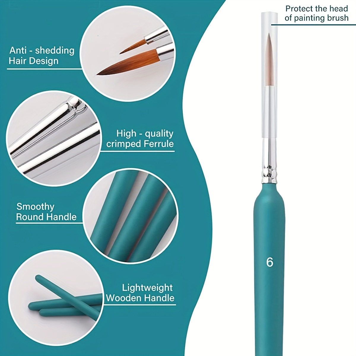 11pcs Premium Paint Brush Set With Natural Wood Triangle Rod For Watercolor Oil Craft Drawing