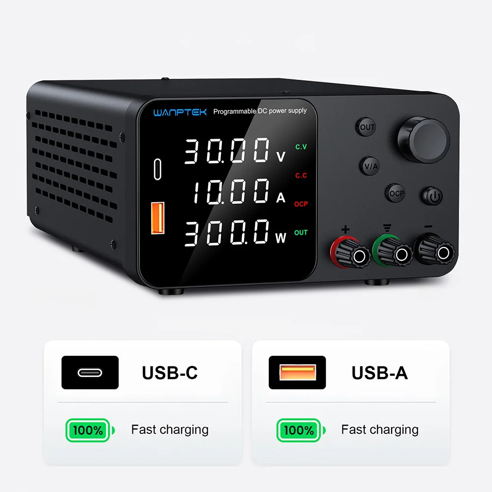 Fonte de alimentação de laboratório Wanptek ajustável 30V 5A 30V 10A 60V 5A 120V 3A com saída de alarme de curto-circuito fonte de alimentação DC