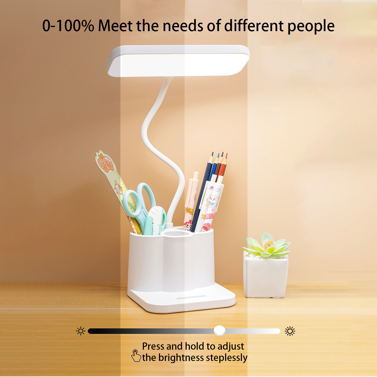 Lampe de Table LED Rechargeable par USB, apprentissage du dortoir, chambre à coucher, veilleuse, Protection des yeux, 3 niveaux, lampe de bureau tactile à intensité variable