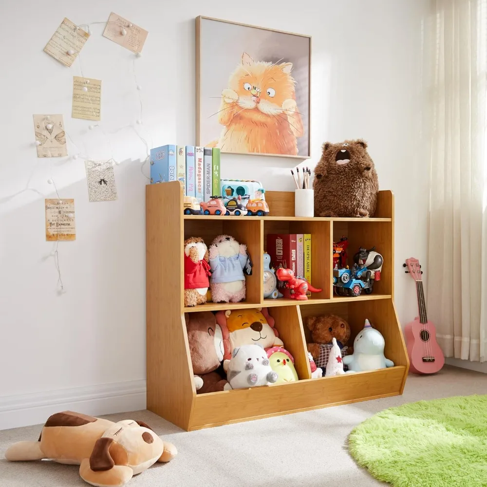 Toy Storage Organizer with Bookshelf, 5-Cubby Children's Toy Shelf, Toy Storage Cabinet, Suitable for Children's Room, Playroom,