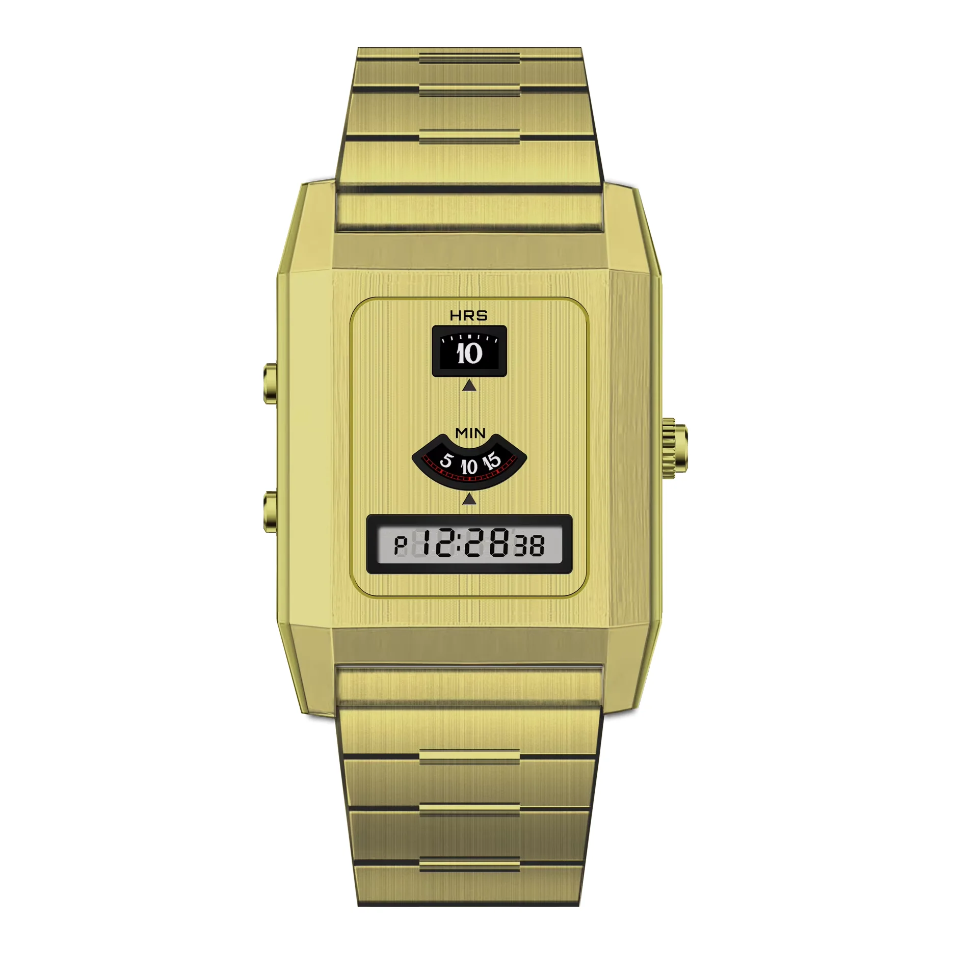 Zegarek cyfrowy LCD dla par C-0PO, retro, futurystyczny design - regulowany pasek, codzienny, uniwersalny zegarek do noszenia na co dzień.
