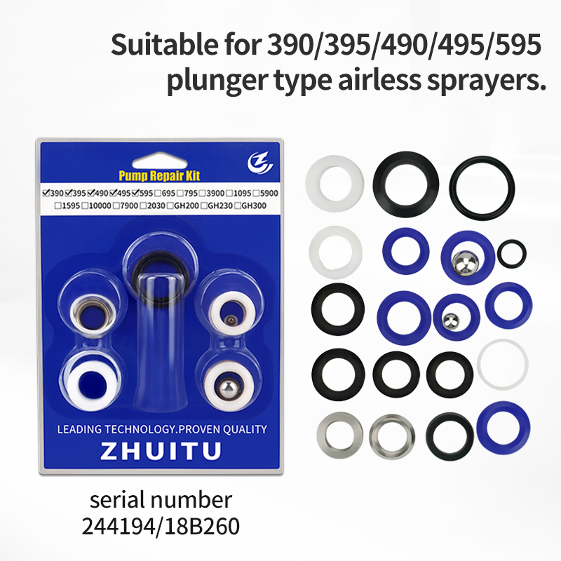 Aftermarket 244194   Kit de embalaje de reparación de bomba para pintura en aerosol sin aire 390 395 490 495 595