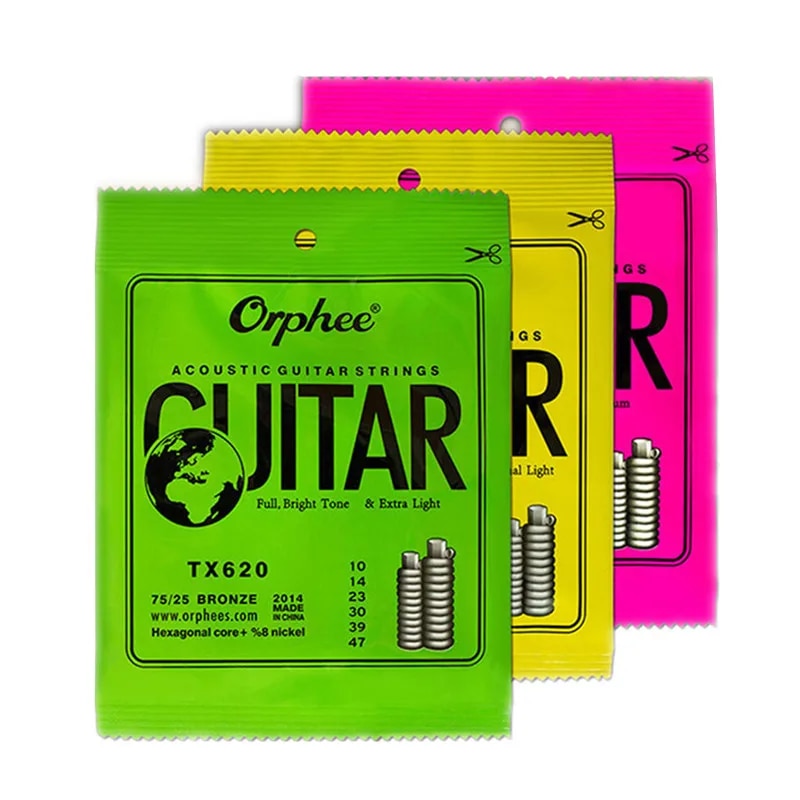 Orphee-アコースティックギター弦,tx620,630,六角形コア,8% ニッケル,ブロンズ,明るい色調,超軽量,楽器アクセサリー