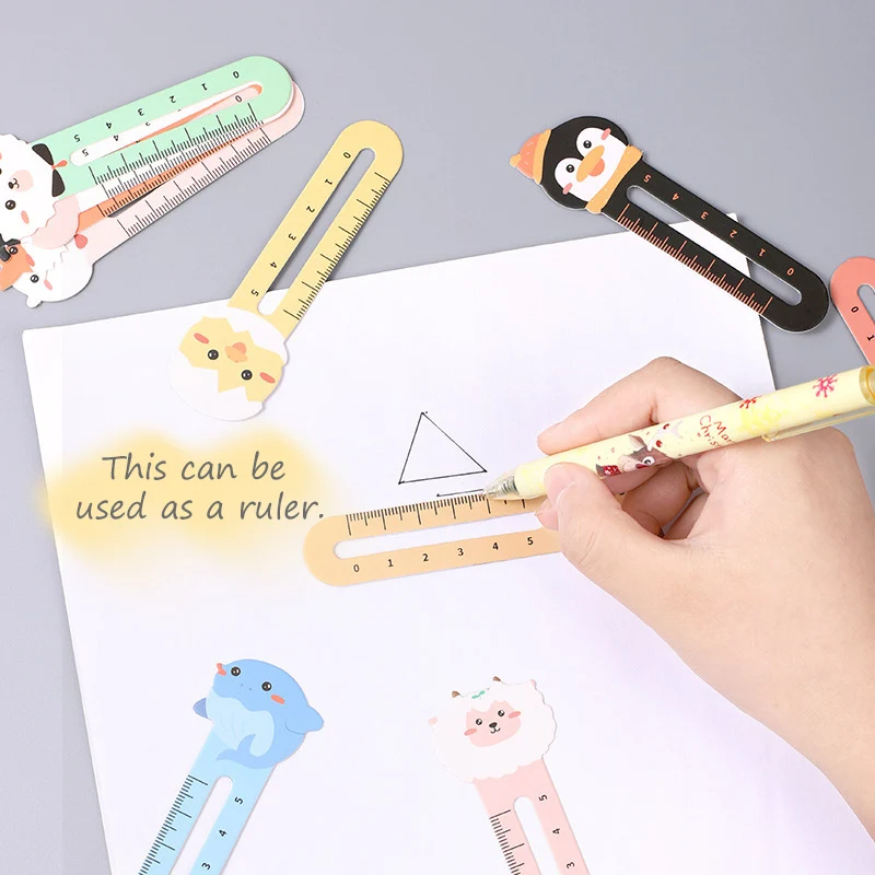 50-Pack de marcadores de animais de desenho animado, marcadores e réguas de dupla finalidade para uso em escritório e escolar, marcadores fofos de urso e gatinho fo