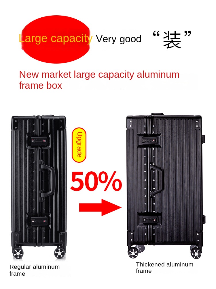 特大 26/40/50/60 インチ荷物肥厚トロリーケース暗号スーツケース ABS + PC 大容量アルミフレームジッパー