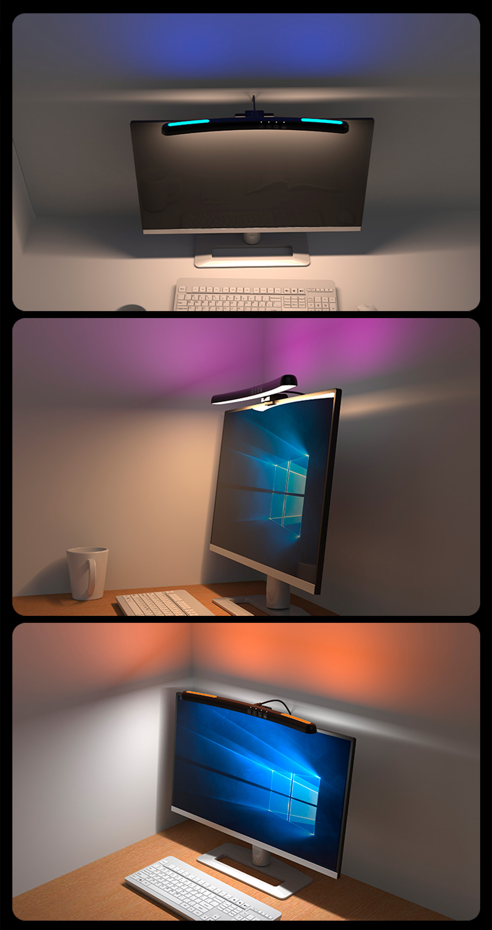 RGB 曲面スクリーンモニターライトバー無段階調光スクリーンハンギングライト雰囲気 LED ラップトップコンピュータテーブルランプバーモニター