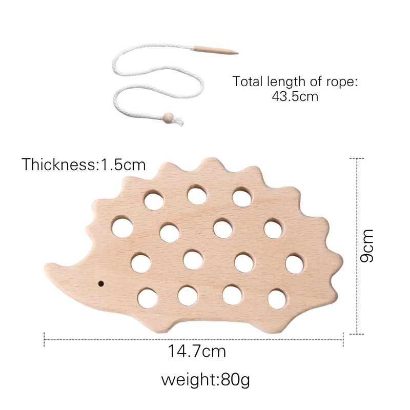 เด็ก Montessori Threading Blocks ของเล่น Beech ไม้ Hedgehog BOARD ของเล่นสร้างสรรค์ Hands-on ability การศึกษาสําหรับของขวัญเด็ก