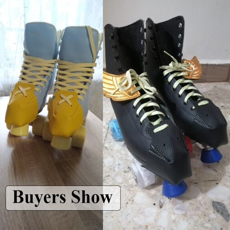 1ペアスケートベビーカーシューズつま先キャップガード減摩レザー4輪カバーガードアウトドアトレーニング用アクセサリー