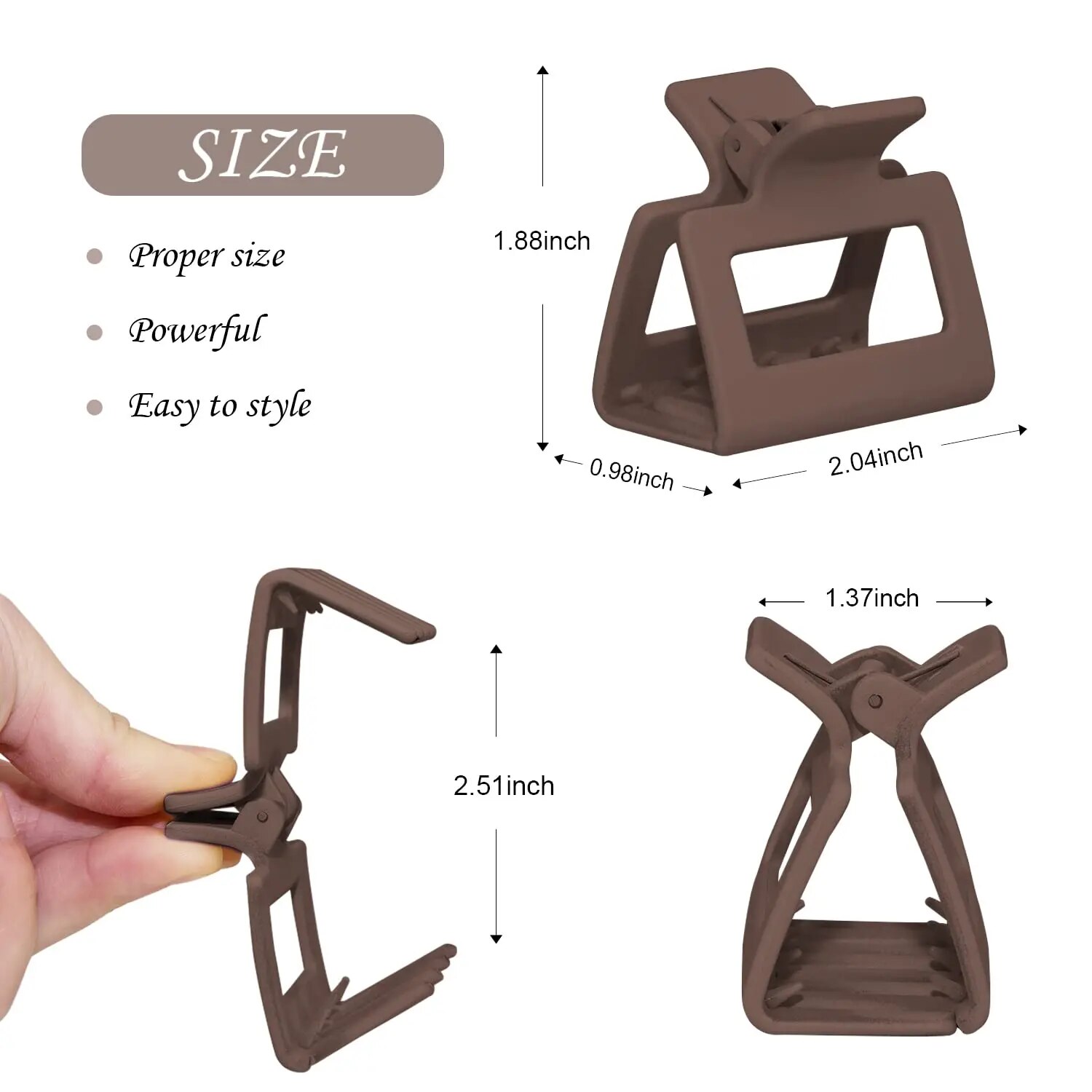 3 ชิ้น Medium Hair Claw คลิปสําหรับหญิงสาว Matte สี่เหลี่ยมผืนผ้าขนาดเล็ก Claws ผมเกาหลี Hairpins หางม้าคลิปอุปกรณ์เสริมผม