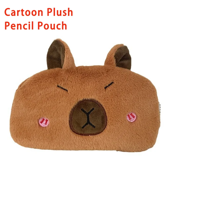 Borsa per penne in peluche di cartone animato Borsa per penne di grande capacità Borsa per riporre articoli di cancelleria Borsa per cosmetici Borsa per cancelleria in peluche